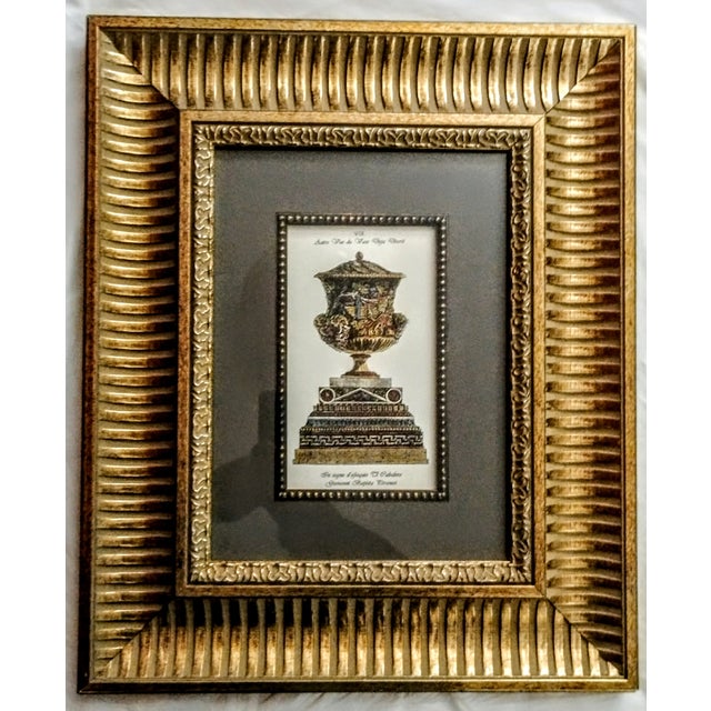 Neoclassical 17th Century Giovanni Battista Piranesi "Fluted Urn Collection" - Hand-Colored Framed Trio For Sale - Image 3 of 9