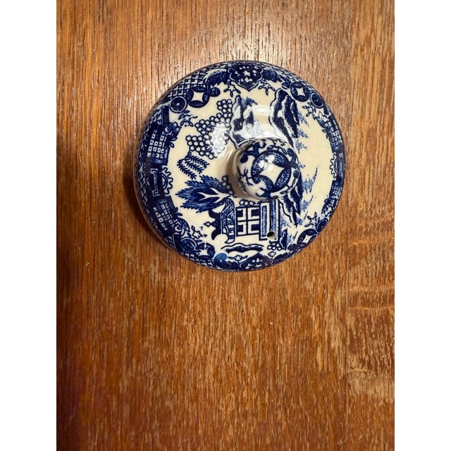 Vintage Japanese Blue Willow Blue & White Transferware Teapot With Lid For Sale - Image 11 of 11
