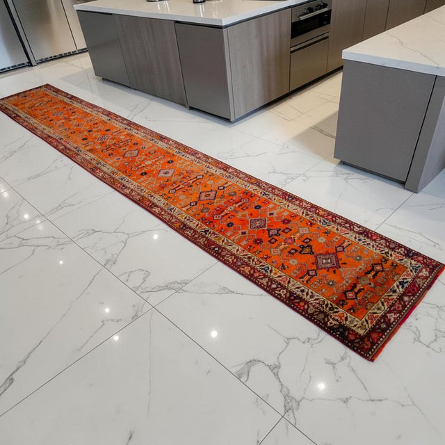 1960s Hand-Knotted Turkish Runner Rug Extra Long Hallway Decor Stair Runner - 2′9″ × 17′7″ For Sale - Image 5 of 17