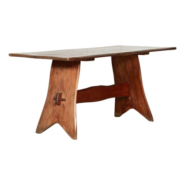 Mid-Century English Carved Fruitwood Refectory Desk, 1960s For Sale