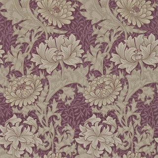 Morris & Co Chrysanthemum Wallpaper in Wine - a Sample For Sale