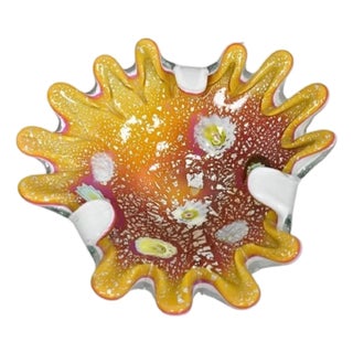 Vintage Murano Italian Art Glass Millefiori Clam Shell Candy Dish Bowl (A) For Sale