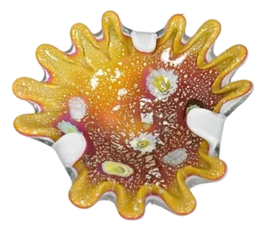 Vintage Murano Italian Art Glass Millefiori Clam Shell Candy Dish Bowl (A)