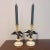 A Pair of Regency Bronze, Gilt-Bronze & Marble Candle Sticks