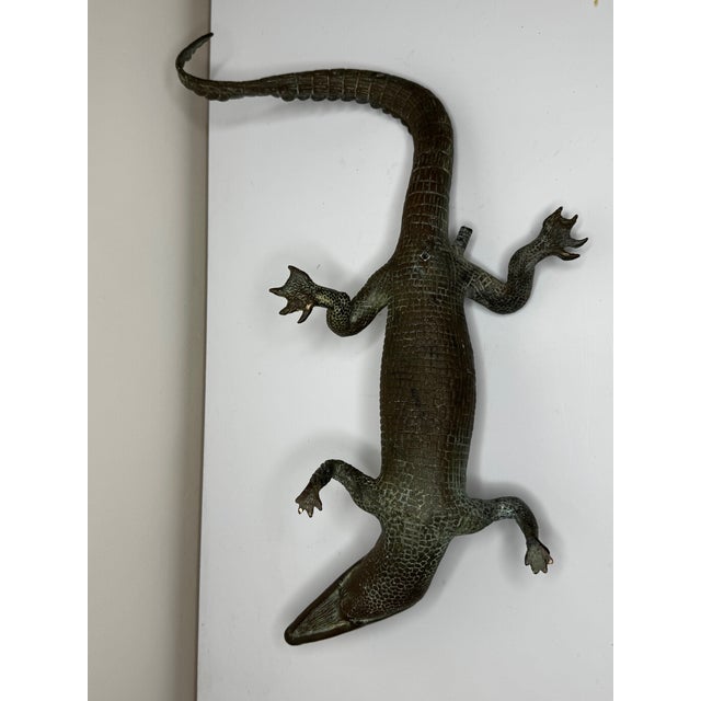 French Early 20th Century Bronze Crocodile Fountain Head Garden Outdoor Sculpture After Antoine-Louis Barye For Sale - Image 18 of 18