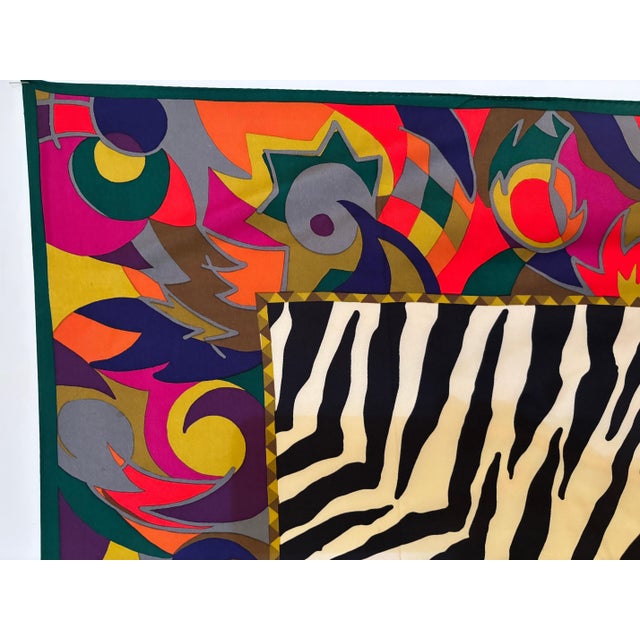 Yellow Perry Ellis Silk Scarf Rolled Hem 1980s 35" X 35" For Sale - Image 8 of 12