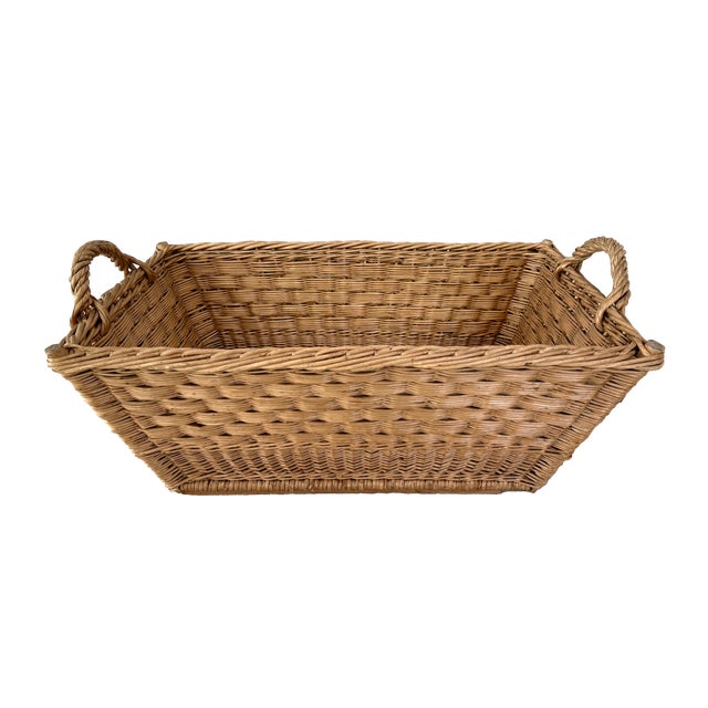 1960s French Wicker Market Basket 33 X 21 For Sale In Los Angeles - Image 6 of 9