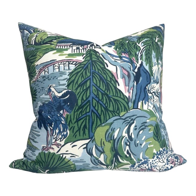 Pagoda Blue Pillow Cover, 22x22 Pillow For Sale