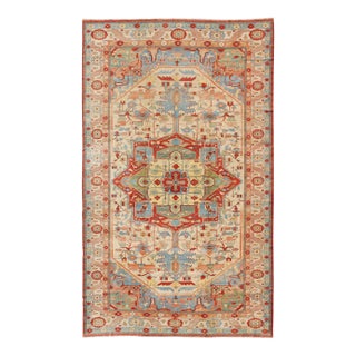 Very Large Serapi Rug With Medallion on a Cream Background Keivan Woven Arts 16'9"x28'8" For Sale