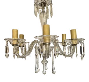 Italian Six-Arm Crystal Chandelier, 1970s