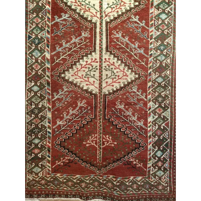 Vintage Persian Shiraz Tribal Area Rug, Handwoven Geometric Pattern, Burgundy & Ivory, 5’ X 10’ For Sale In Chicago - Image 6 of 12