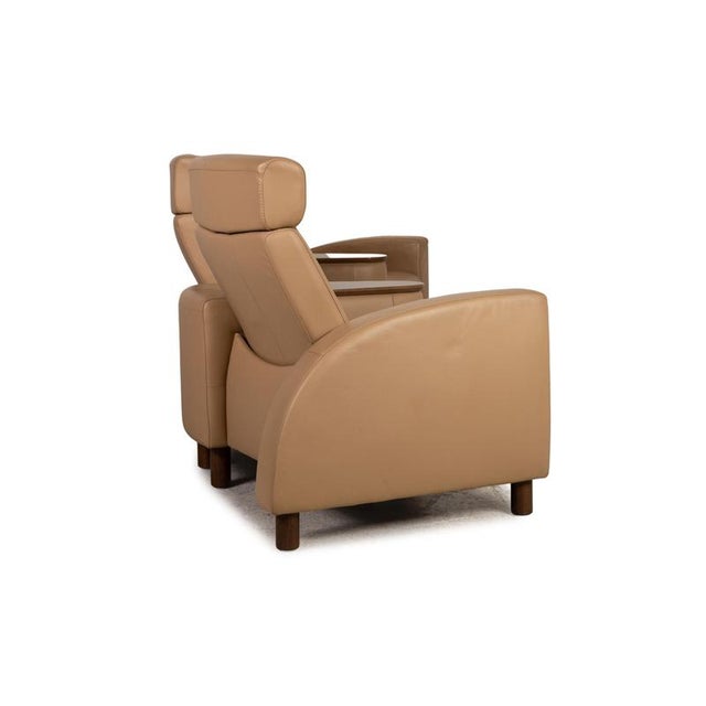 Arion Leather Sofa Beige Four Seater Couch from Stressless For Sale - Image 11 of 14