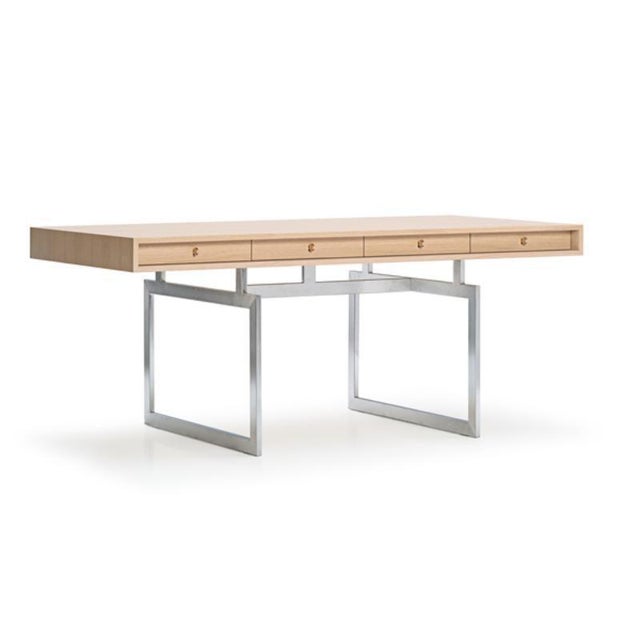 Gold Office Desk in Walnut Wood and Stainless Steel Frame by Bodil Kjaer for Karakter For Sale - Image 8 of 18