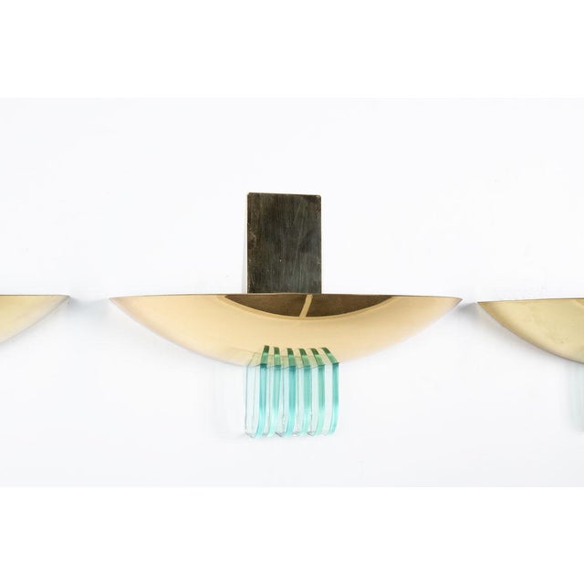 Italian Wall Lights in Gilt Metal and Glass, 1950s, Set of 2 For Sale - Image 4 of 9