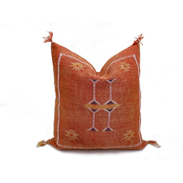 Burnt Orange Cactus Sabra Silk Pillow Cover For Sale - Image 8 of 9