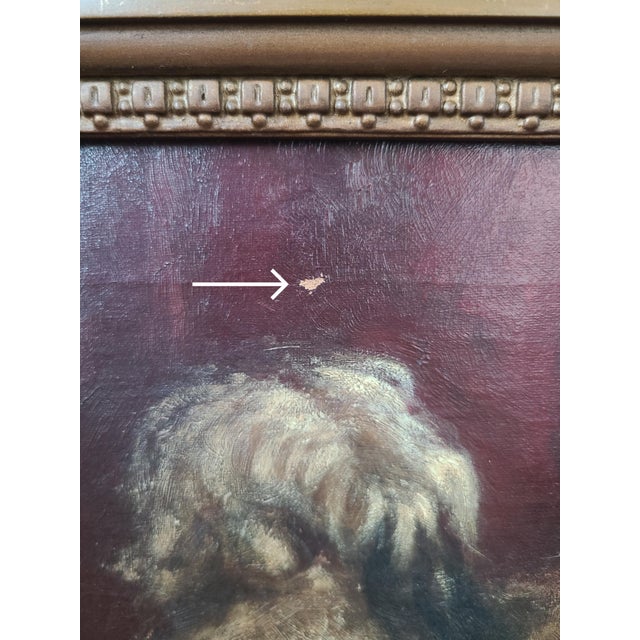 Moody Antique Oil Painting Portrait of a Norfolk Terrier Dog For Sale - Image 14 of 18