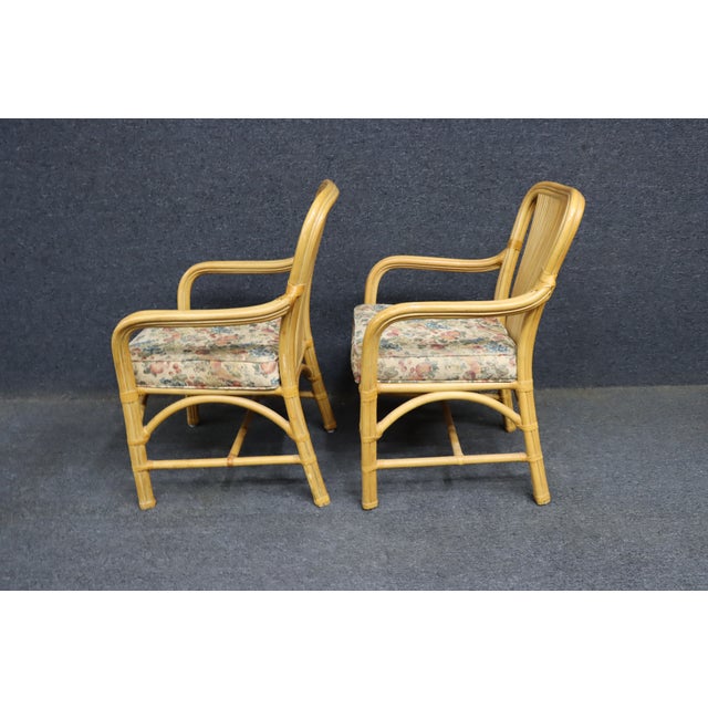 MCM Style Fan Back Bamboo & Rattan Armchairs – Set of 4 For Sale - Image 15 of 18