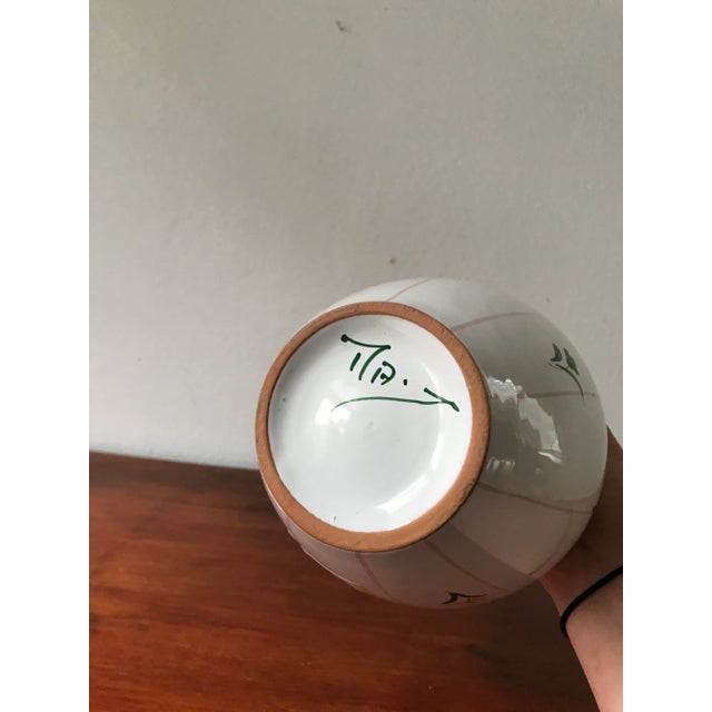 Hand Painted Vintage Pottery Flower Vase From Italy For Sale - Image 4 of 8