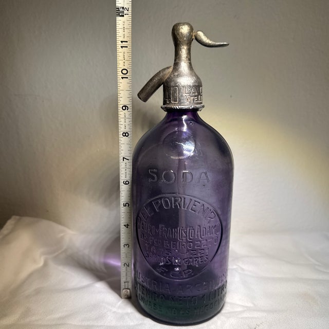 Purple Antique Pedro Francisco Adamo Purple Seltzer Bottle From Argentina For Sale - Image 8 of 10