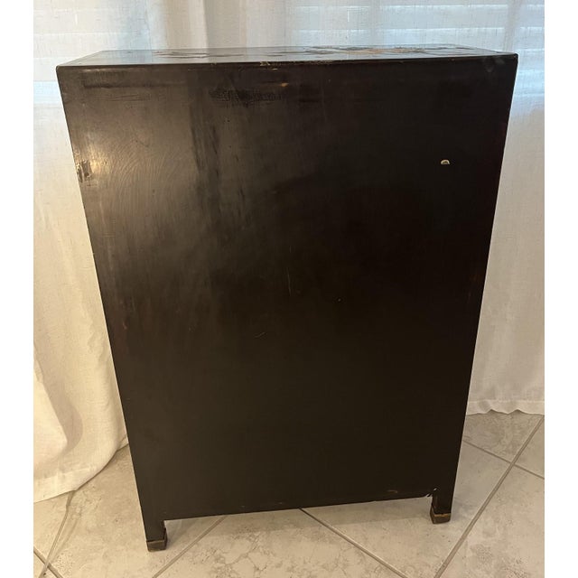 Mid-Century Chinese Black Lacquer Cabinet With Mother of Pearl Inlays For Sale - Image 15 of 17