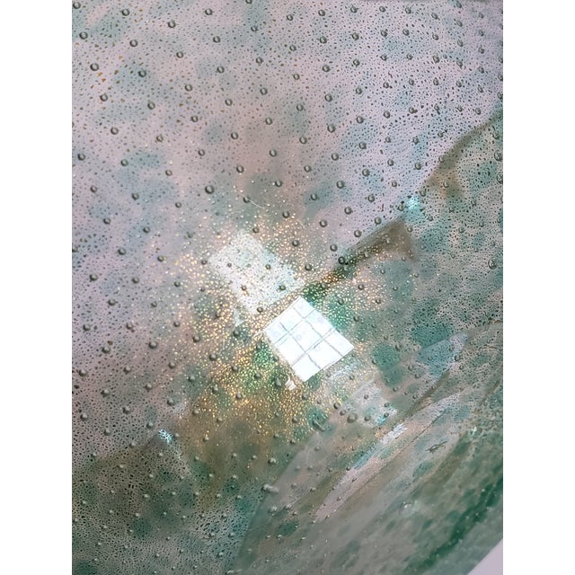 1950s Archimede Seguso Murano Glass Leaf Bowl Green Gold Bullicante For Sale - Image 9 of 17