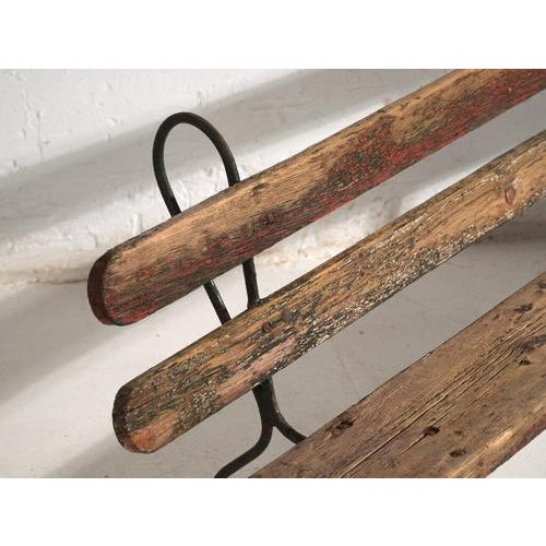 1920s Antique Bench in Iron and Pine, Central Europe, 1920 For Sale - Image 5 of 10