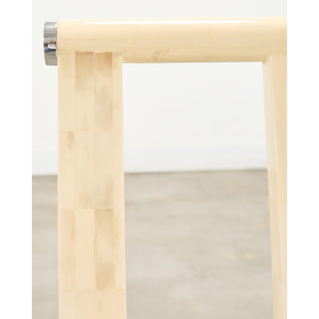 Enrique Garcel Colombian Tessellated Bone Chair With Bouclé For Sale - Image 10 of 18