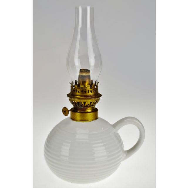 Vintage White Glazed Ceramic Oil Lamp Chairish