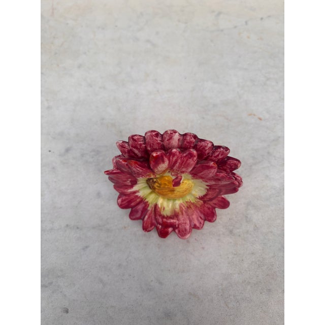 Art Nouveau French Majolica Red Daisy Card Holder Delphin Massier, Circa 1890 For Sale - Image 3 of 8