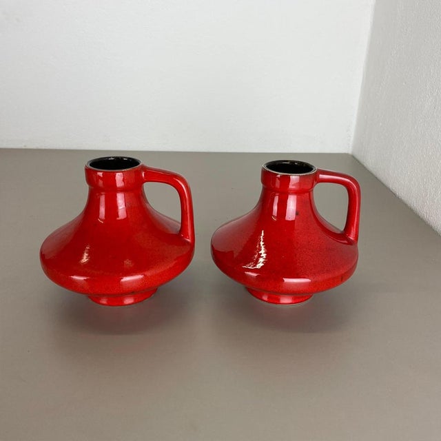 Red-Glaze Fat Lava UFO Vases from Jopeko, Germany, 1970s, Set of 2 For Sale - Image 3 of 18