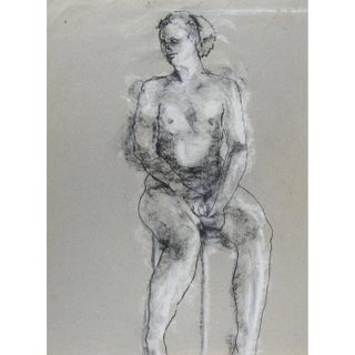 Vintage Mid Century Double Female Nude Study Drawings For Sale