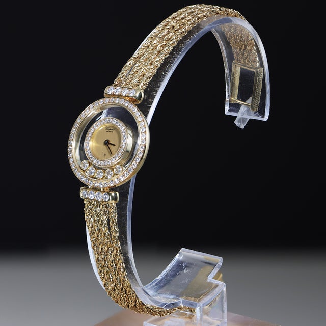 1980s Chopard Happy Diamonds 4066 18k Yellow Gold Watch Circa 1985 Full Set For Sale - Image 5 of 13