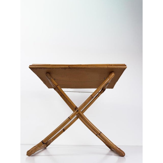Italian Mid-Century Cane, Bamboo and Woven Rattan Tray Table with Glass Top, 1970s For Sale - Image 11 of 18