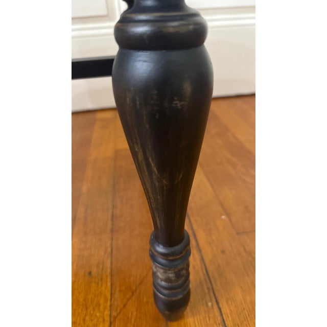 1960s Petite Painted Wood Bench With Upholstered Seat For Sale - Image 11 of 11