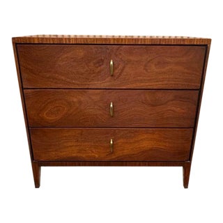 Mid Century Walnut Three Drawer Side Chest Circa 1960s. For Sale