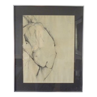Original Signed Vintage Nude Contemporary Charcoal Drawing For Sale