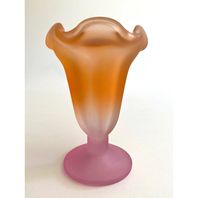 Vintage Mid Century Modern Frosted Glass Multicolor Pastel Parfait Tulip Dessert Cups - Set of 4 For Sale - Image 10 of 13