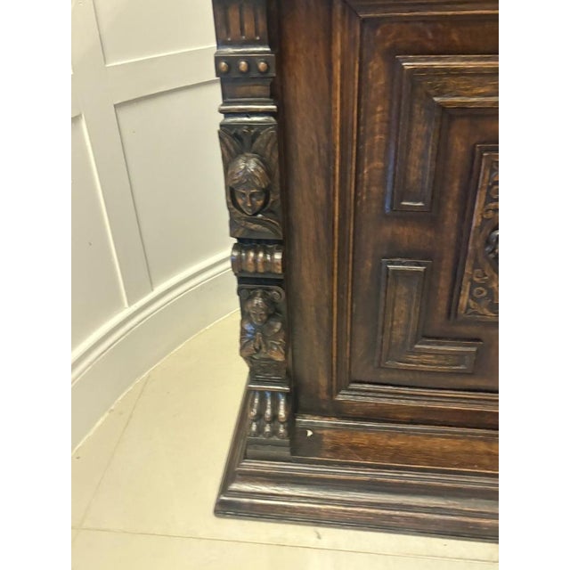 Late 19th Century Antique Carved Oak Sideboard, 1880s For Sale - Image 5 of 16