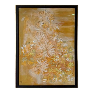 1970’s Etta Benjamin (American, 1924–2009) Heavy Impasto Impressionist Floral Still Life Oil on Canvas Painting For Sale