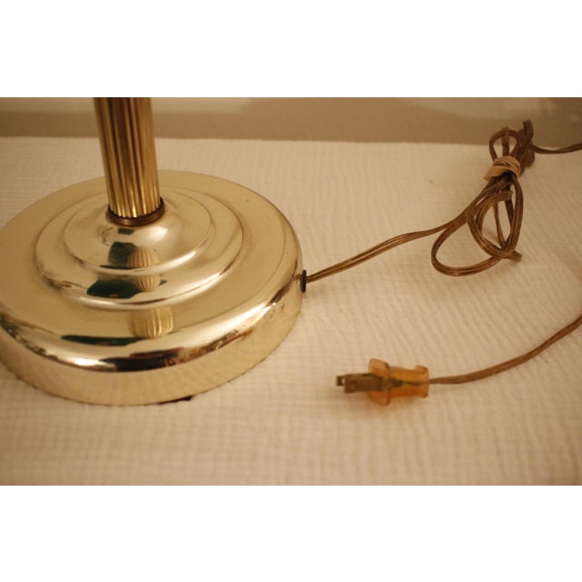 Vintage Ministerial Art Deco Style Brass Banker's Desk Lamp With Emerald Green Shade For Sale - Image 12 of 12