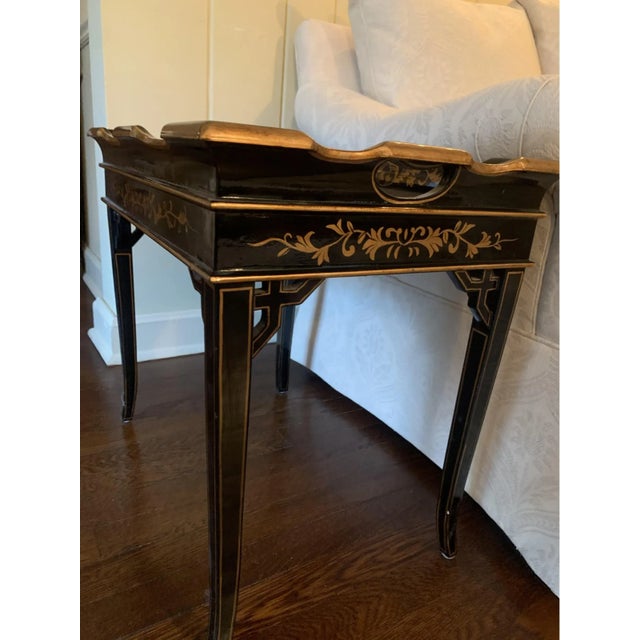 Late 20th Century Vintage Lacquered Chinoiserie Tray Table For Sale - Image 4 of 9