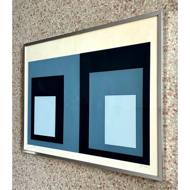 Vintage Boho Abstract Print in Silver Frame For Sale - Image 4 of 5