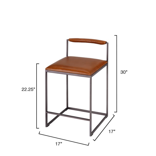 Modern Bradbury Counter Stool, Saddle Leather For Sale - Image 3 of 9