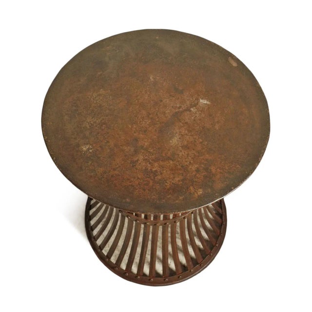 Farmhouse Vintage Industrial Farmhouse Iron Rivet Band Side Table For Sale - Image 3 of 9