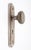 Art Deco style dummy door knob set with a round brushed nickel brass knob and a pressed steel back plate with foliate...