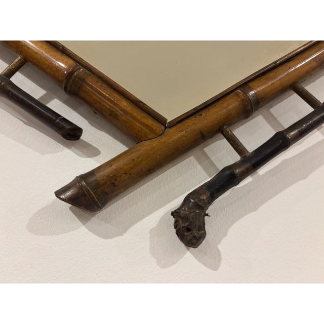 Japonisme Belle Époque Beveled Bamboo Wall Mirror For Sale - Image 4 of 7