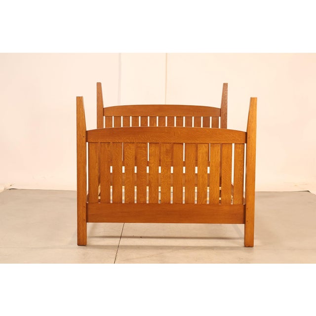 Custom Crafted Mission Style Oak Queen Bed Frame For Sale - Image 15 of 18