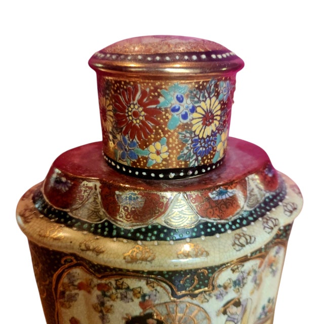 Asian Antique Antique Satsuma Tea Caddy For Sale - Image 3 of 12