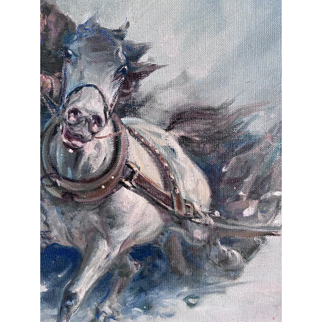 Vintage Original Horse Oil Painting, Large Signed Equestrian Wall Art For Sale - Image 6 of 14