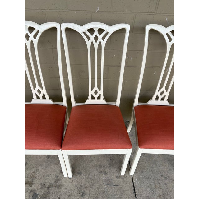 Late 20th Century Vintage Italian White Lacquer Dining Chairs- Set of 8 For Sale - Image 5 of 12